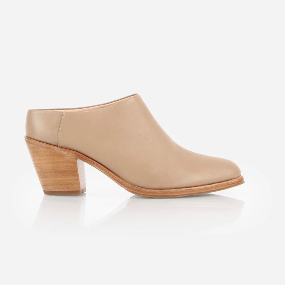 Poppy Barley Heels Mule Shoes 7 Brown Suede Leather Block Heel Slip On Pointed